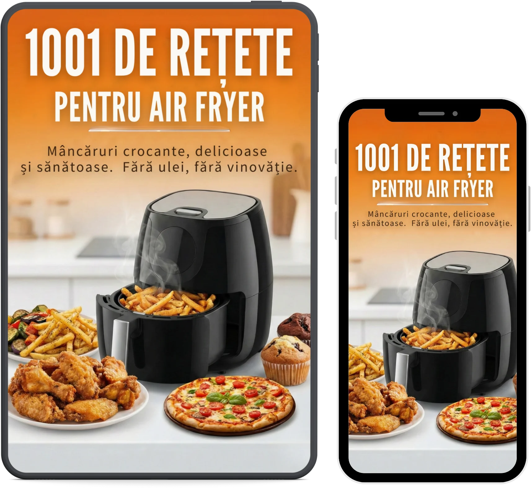 Mockup Ebook 1001 de Rețete Sănătoase pentru Air Fryer